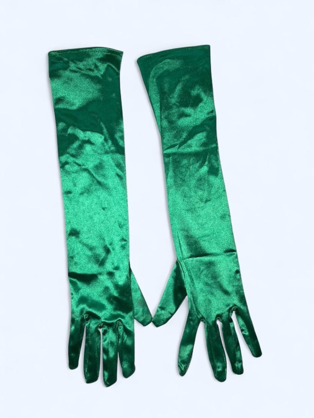 Emerald Satin Opera Gloves - Women Accessories